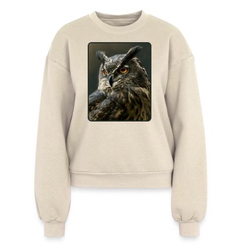 Eurasian Eagle Owl Portrait Design - Women's Fleece Crewneck Sweatshirt
