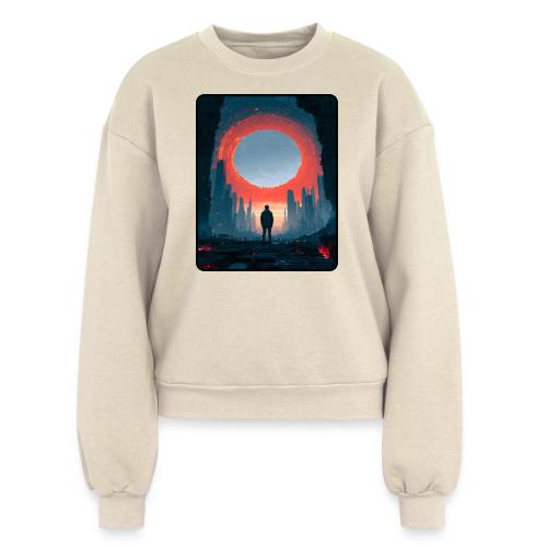 Cosmic Portal Future City Design - Women's Fleece Crewneck Sweatshirt