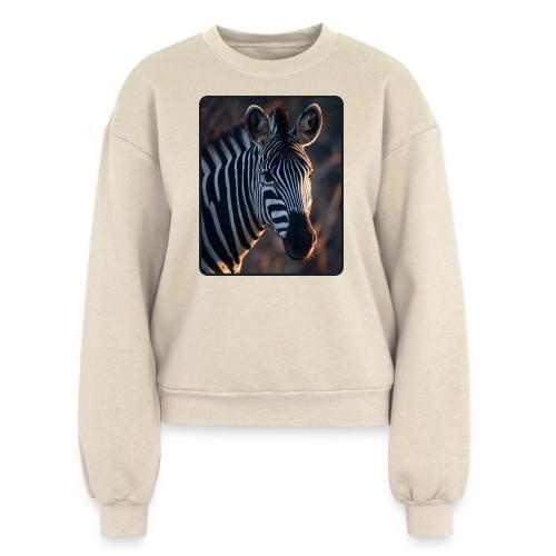 Majestic Zebra Sunset Portrait Design - Women's Fleece Crewneck Sweatshirt