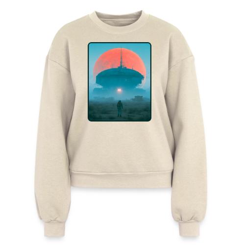 Astronaut Alien Outpost Design - Women's Fleece Crewneck Sweatshirt