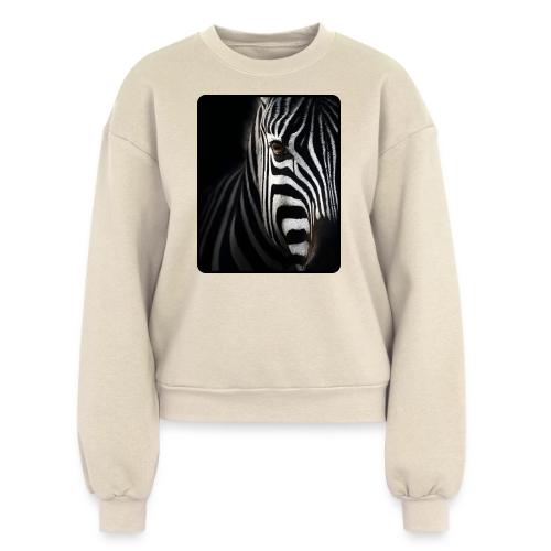 Zebra High Contrast Portrait Design - Women's Fleece Crewneck Sweatshirt