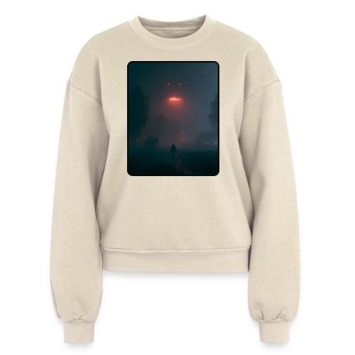 Mysterious UFO Encounter Design - Women's Fleece Crewneck Sweatshirt