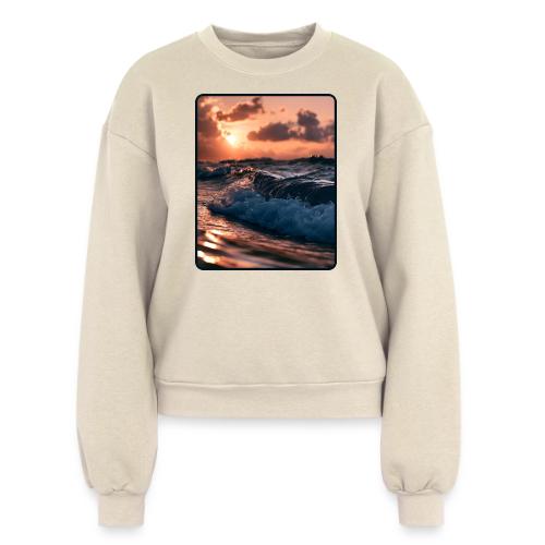 Golden Sunset Ocean Wave - Women's Fleece Crewneck Sweatshirt