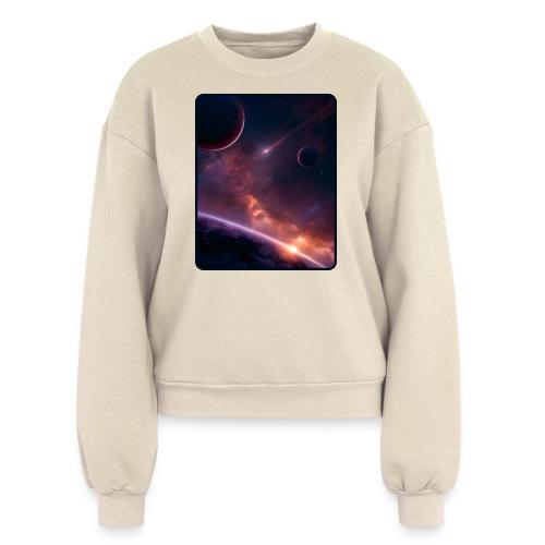 Cosmic Sunset Nebula Space Art - Women's Fleece Crewneck Sweatshirt