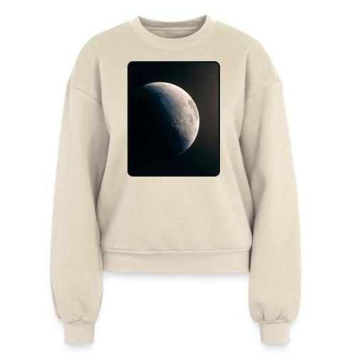 Crescent Moon Celestial Artwork - Women's Fleece Crewneck Sweatshirt