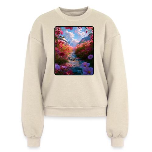 Dreamy Cosmos Valley Landscape Art - Women's Fleece Crewneck Sweatshirt