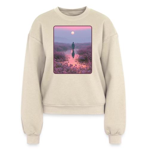 Ethereal Sunset Flower Field Art - Women's Fleece Crewneck Sweatshirt
