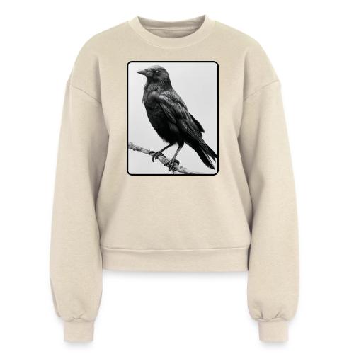 Raven Black and White Art Design - Women's Fleece Crewneck Sweatshirt
