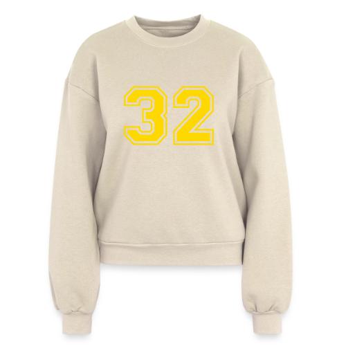 Number 32 in a classic athletic collegiate font - Women's Fleece Crewneck Sweatshirt