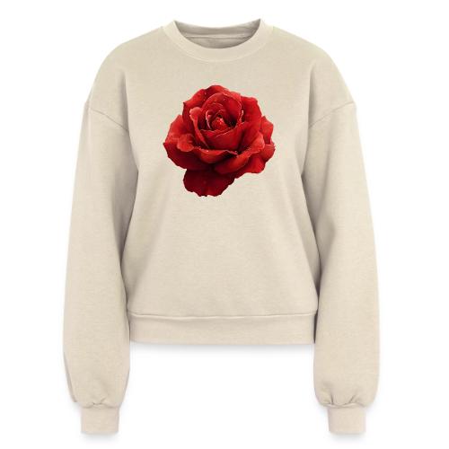 Rose: Crimson Dew Bloom - Women's Fleece Crewneck Sweatshirt