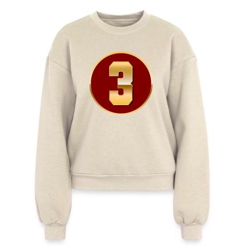 Number 3 in Gold Varsity Font - Women's Fleece Crewneck Sweatshirt