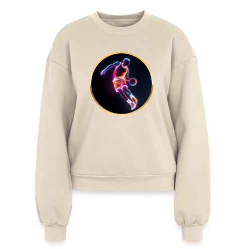 Neon Basketball Player - Women's Fleece Crewneck Sweatshirt