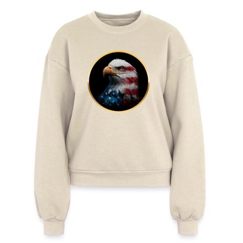 USA: Liberty Emblem - Women's Fleece Crewneck Sweatshirt