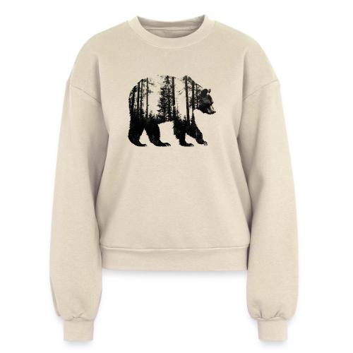 Evergreen Bear Silhouette - Women's Fleece Crewneck Sweatshirt