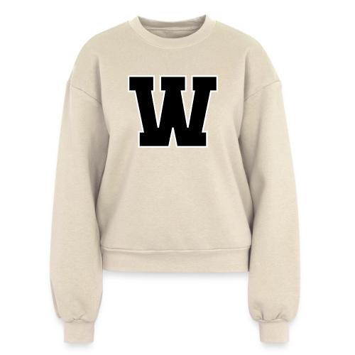 Varsity Letter W Collegiate Font Design - Women's Fleece Crewneck Sweatshirt