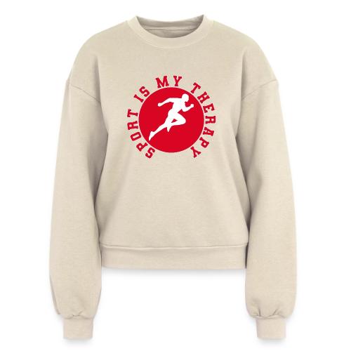 Sport Is My Therapy – Running Motivation Badge - Women's Fleece Crewneck Sweatshirt
