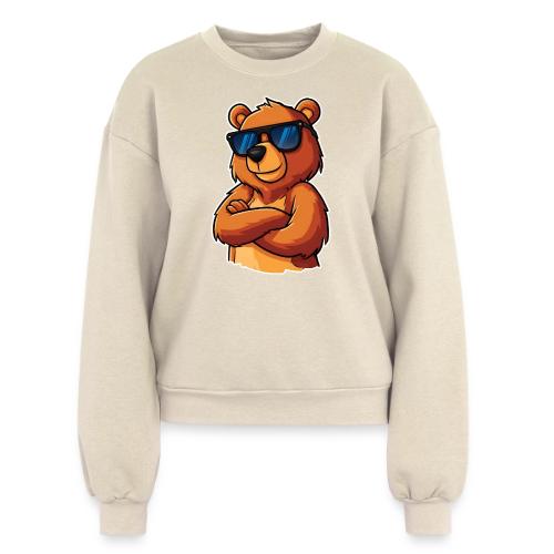 Cool Bear Sunglasses Cartoon Design - Women's Fleece Crewneck Sweatshirt