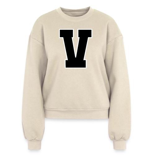 Varsity Letter V Athletic Alphabet Graphic - Women's Fleece Crewneck Sweatshirt