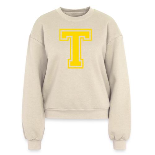 Letter T – Capital Athletic Alphabet Monogram - Women's Fleece Crewneck Sweatshirt