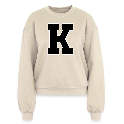 Varsity Letter K Collegiate Font Design - Women's Fleece Crewneck Sweatshirt