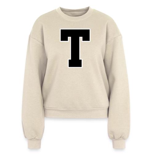 Varsity Letter T Athletic Font Design - Women's Fleece Crewneck Sweatshirt