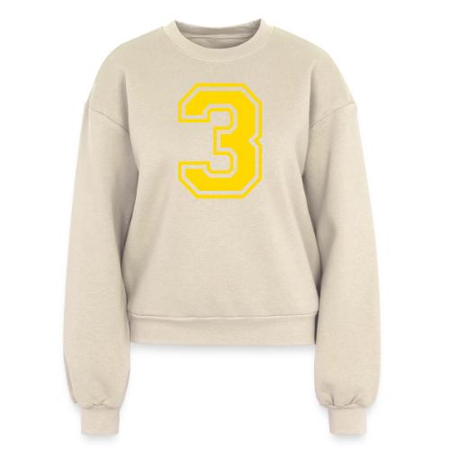 Number 3 in a classic athletic collegiate font - Women's Fleece Crewneck Sweatshirt