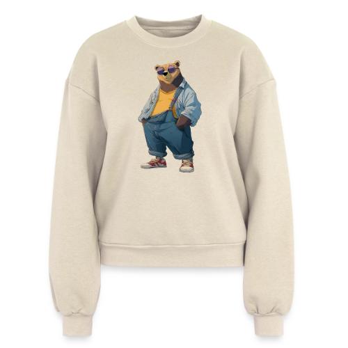 Fashion Streetwear Bear Cartoon Art - Women's Fleece Crewneck Sweatshirt