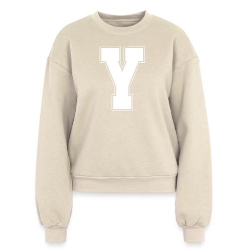 White Letter Y – Varsity Alphabet Monogram - Women's Fleece Crewneck Sweatshirt