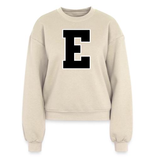 Varsity Letter E Collegiate Font Graphic - Women's Fleece Crewneck Sweatshirt