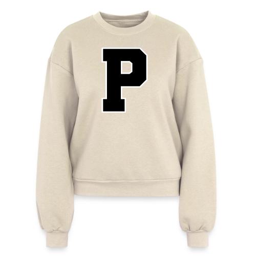 Varsity Letter P Athletic Alphabet Design - Women's Fleece Crewneck Sweatshirt