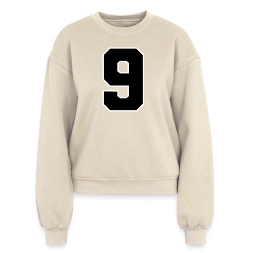 Varsity Number 9 Athletic Font - Women's Fleece Crewneck Sweatshirt