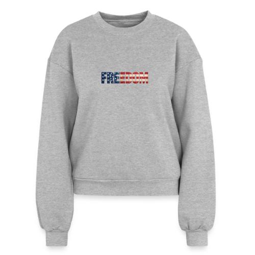 Freedom American Flag Distressed Patriotic Shirt - Women's Fleece Crewneck Sweatshirt