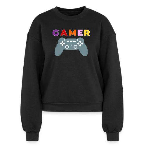 Colorful Gamer Controller Graphic - Women's Fleece Crewneck Sweatshirt