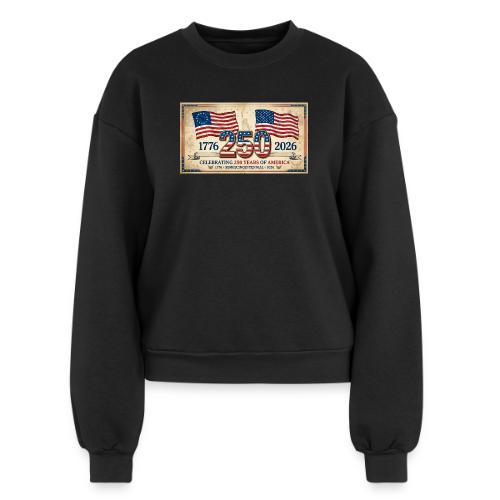 USA 250th Anniversary Flags Emblem - Women's Fleece Crewneck Sweatshirt