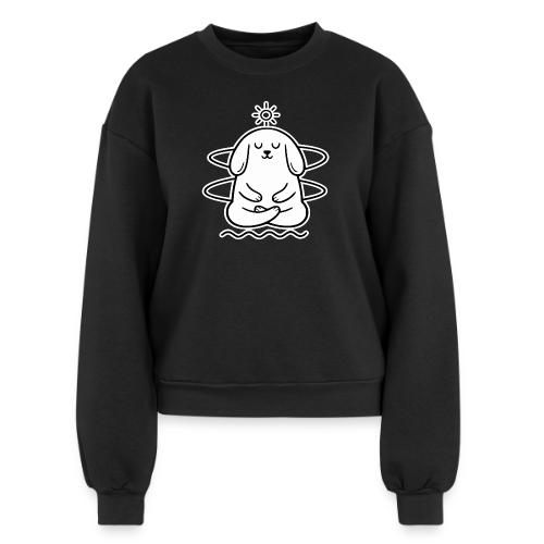 Cute Meditating Bunny Zen Yoga Animal - Women's Fleece Crewneck Sweatshirt