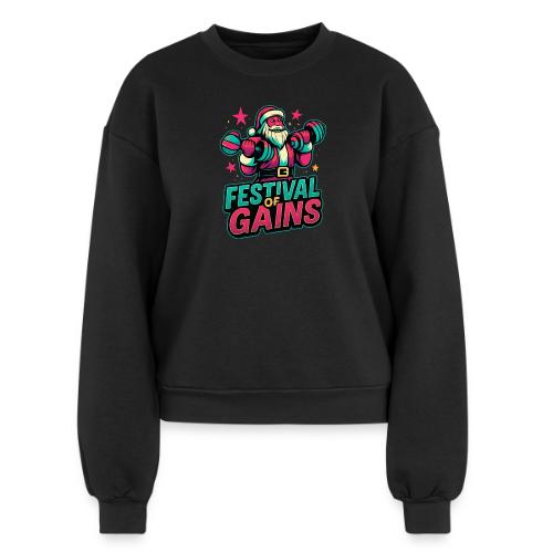 Festival of Gains Funny Gym Santa Christmas - Women's Fleece Crewneck Sweatshirt