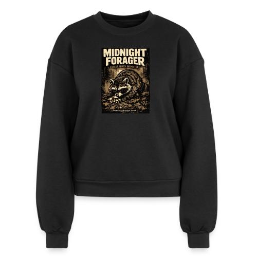 Midnight Forager Raccoon Mushroom Hunter - Women's Fleece Crewneck Sweatshirt
