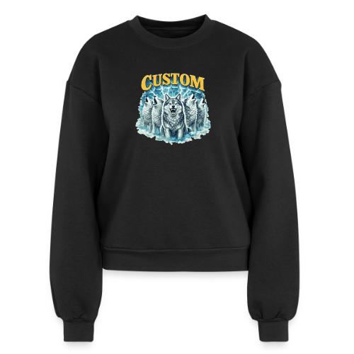 Custom Wolf Pack Howling Moon Vintage Wilderness - Women's Fleece Crewneck Sweatshirt