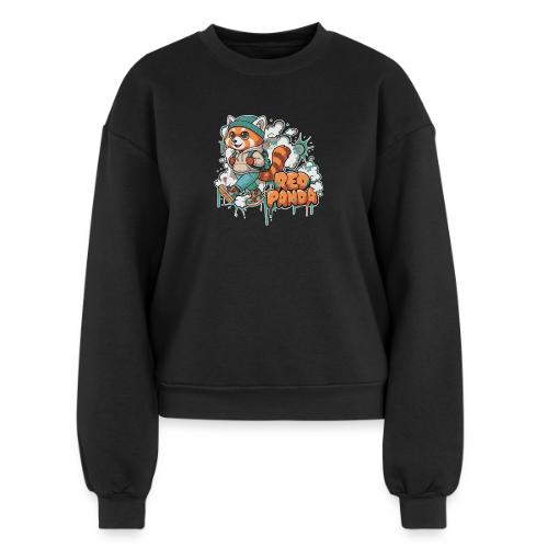 Red Panda Street Graffiti Vibes - Women's Fleece Crewneck Sweatshirt