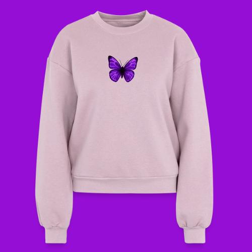 Neon Purple Butterfly - Women's Fleece Crewneck Sweatshirt