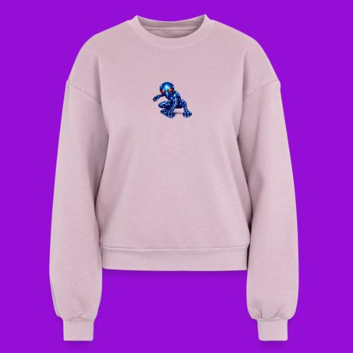 Blue Alien Crouch - Women's Fleece Crewneck Sweatshirt