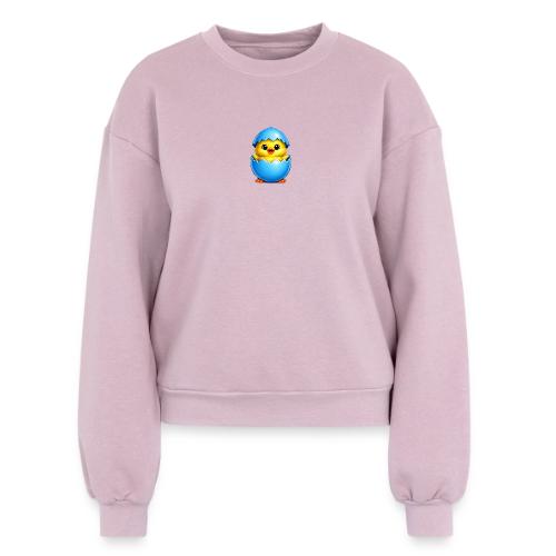 Easter Chick Blue - Women's Fleece Crewneck Sweatshirt