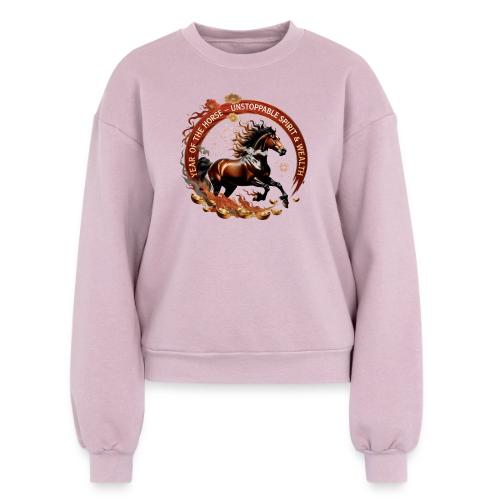 Year of the Horse Fiery Spirit T Shirt, Lunar New - Women's Fleece Crewneck Sweatshirt