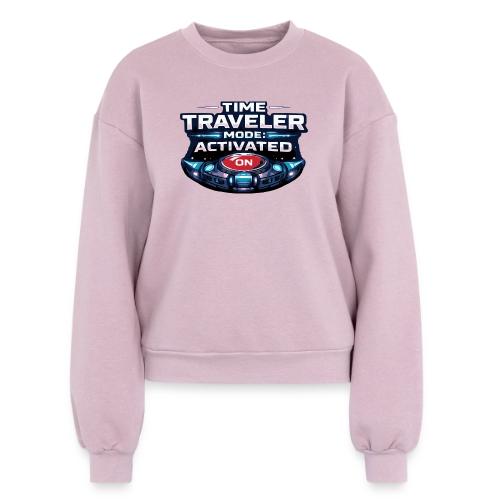 Time Traveler Mode – Futuristic Neon Sci-Fi Tee - Women's Fleece Crewneck Sweatshirt