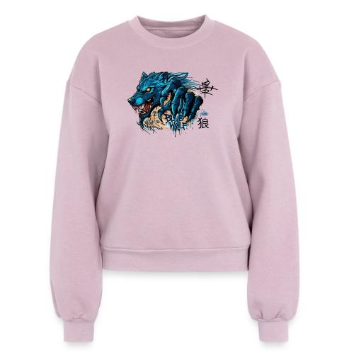 Blue Wolf Graffiti Street Art - Women's Fleece Crewneck Sweatshirt