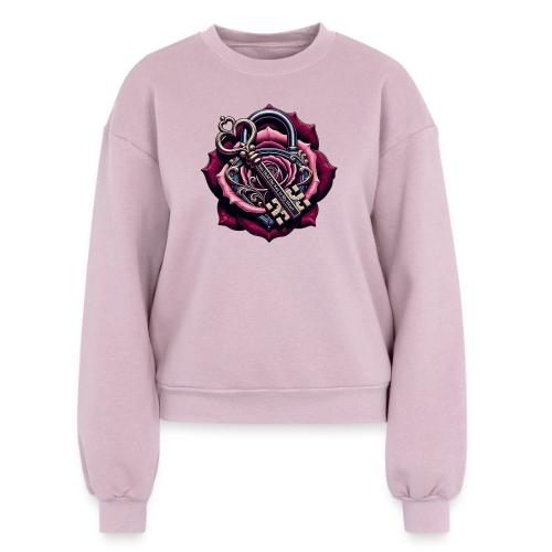 You Hold the Key to My Heart Rose Lock T-Shirt - Women's Fleece Crewneck Sweatshirt