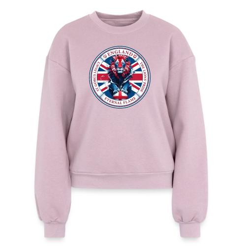 England Lion Emblem T Shirt, Flag Pride Gift - Women's Fleece Crewneck Sweatshirt