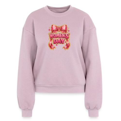 Cute Pink Bow Women’s Day Feminist Symbol - Women's Fleece Crewneck Sweatshirt