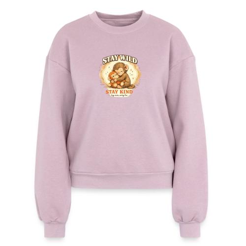 Stay Wild Stay Kind Punch Monkey Hug - Women's Fleece Crewneck Sweatshirt