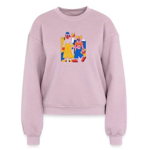 Bold Geometric Duo Pop Art - Women's Fleece Crewneck Sweatshirt